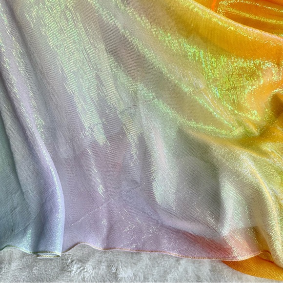 Rococo Sand Zale V-neck Yellow Blue A-Line Maxi Dress S - Picture 15 of 15